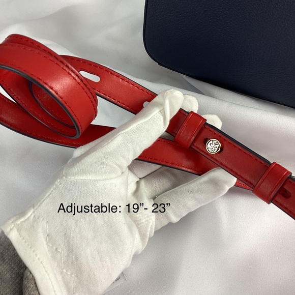 MICHAEL KORS Jet Set Medium Pebbled Leather Crossbody Red, White, Blue $298 - Picture 7 of 13